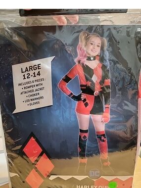HARLEY QUINN Costume Kids DC  Girls Size Large 12-14 #3076
